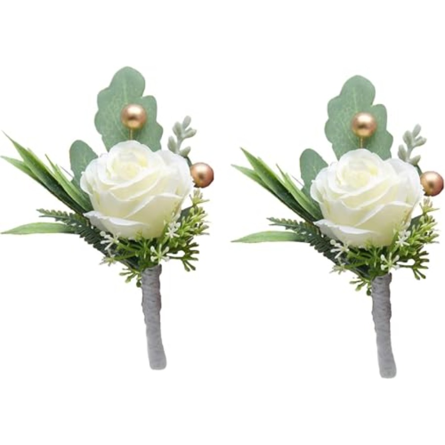 Men'S Grooming Day - 2Pcs Roses Boutonniere for Men Wedding,