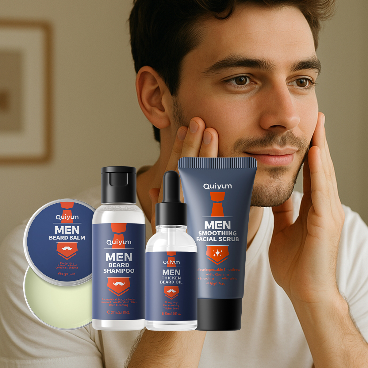 Men Grooming Hygiene - QUIYUM 4Pcs Men Beard & Facial