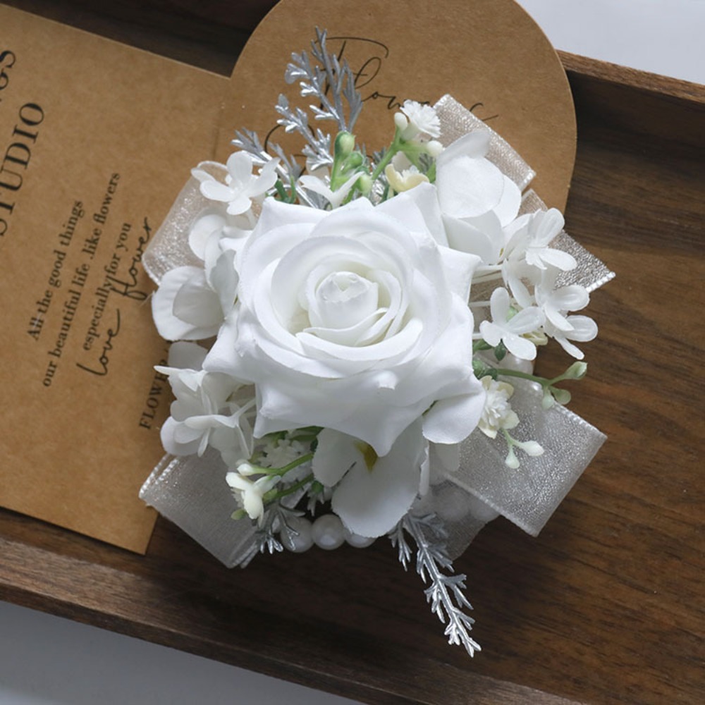 Men'S Grooming Day - White Artificial Flowers Silk Rose Men