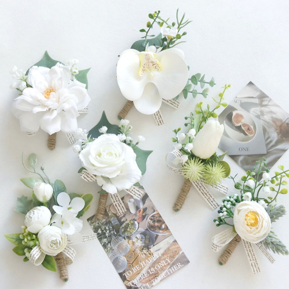 Men'S Grooming Day - Ivory Rose Boutonnieres for Men Wedding