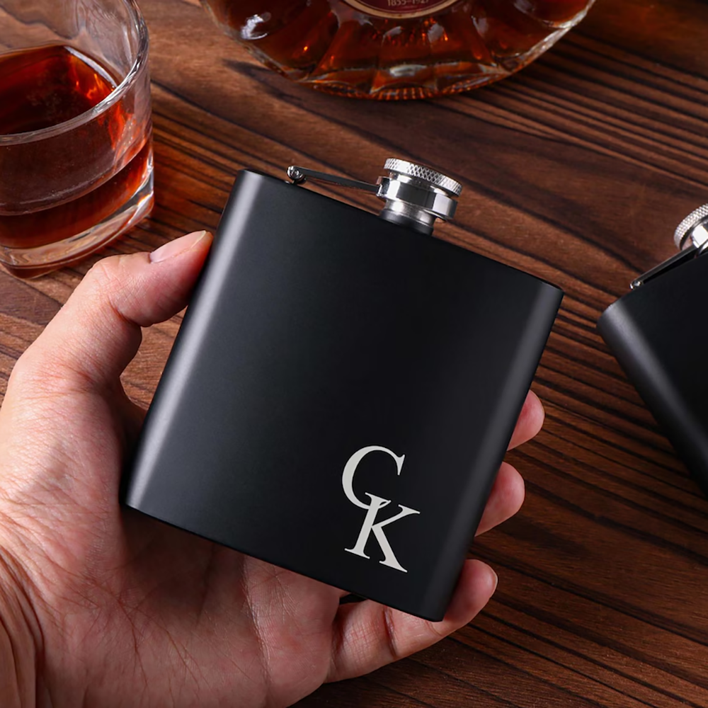 Men'S Grooming Day - Personalized Name Hip Flask Set Birthday