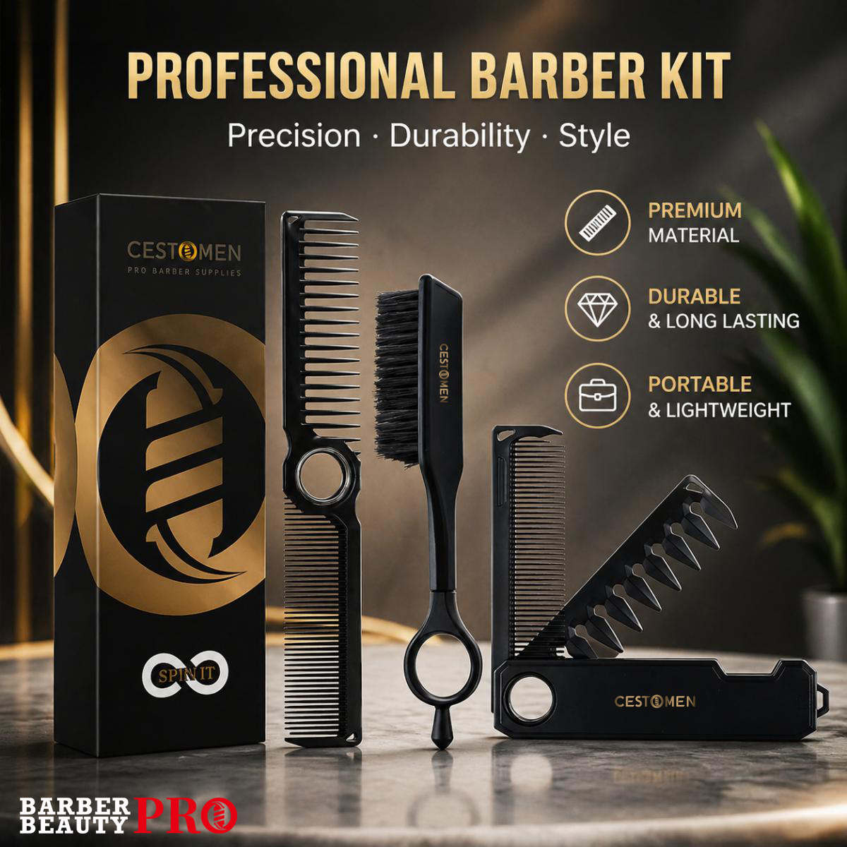 Men Grooming Hygiene - 2/3Pcs Professional Barber Comb Set 360°
