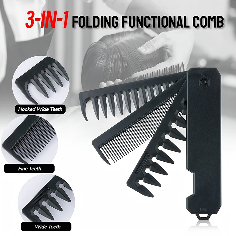 3-in-1 Folding Beard Comb for  - Men Grooming Hygiene incelemesi ve fiyatı