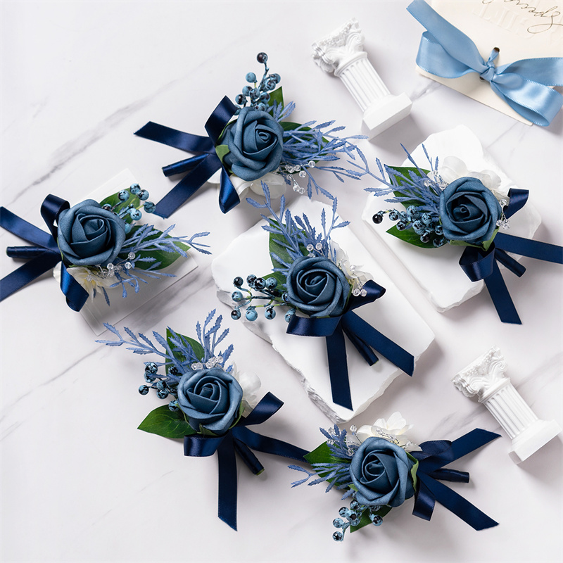 Dusty Blue Rose Boutonniere 6  - Men'S Grooming For Marriage incelemesi ve fiyatı