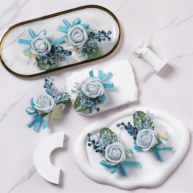 Dusty Blue Rose Boutonniere 6  - Men'S Grooming For Marriage incelemesi ve fiyatı