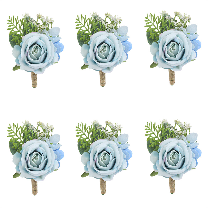 Dusty Blue Rose Boutonniere 6  - Men'S Grooming For Marriage incelemesi ve fiyatı